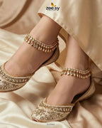 Tsavorite Beads Kundan Anklet