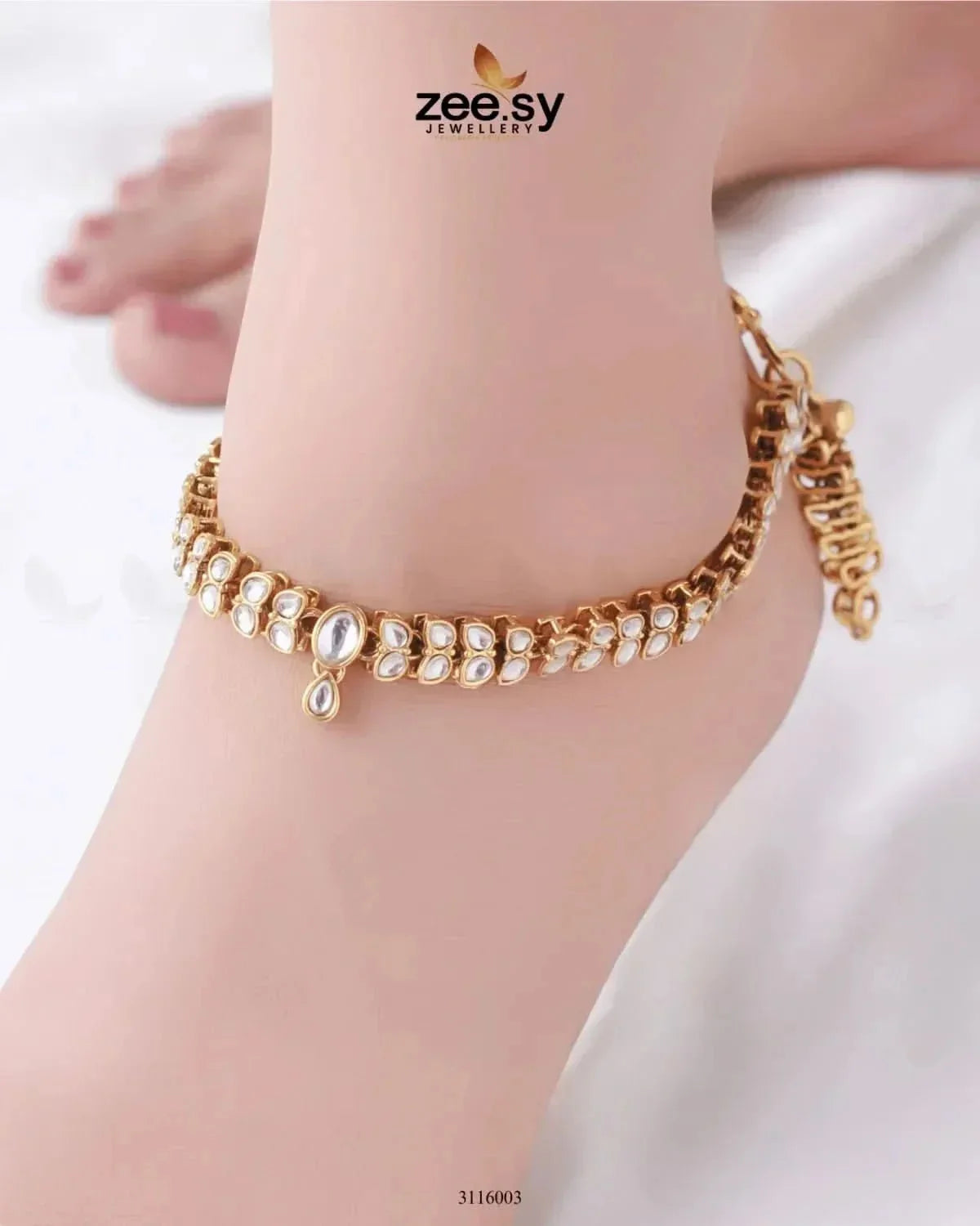 Arezzo Drop Kundan Anklet