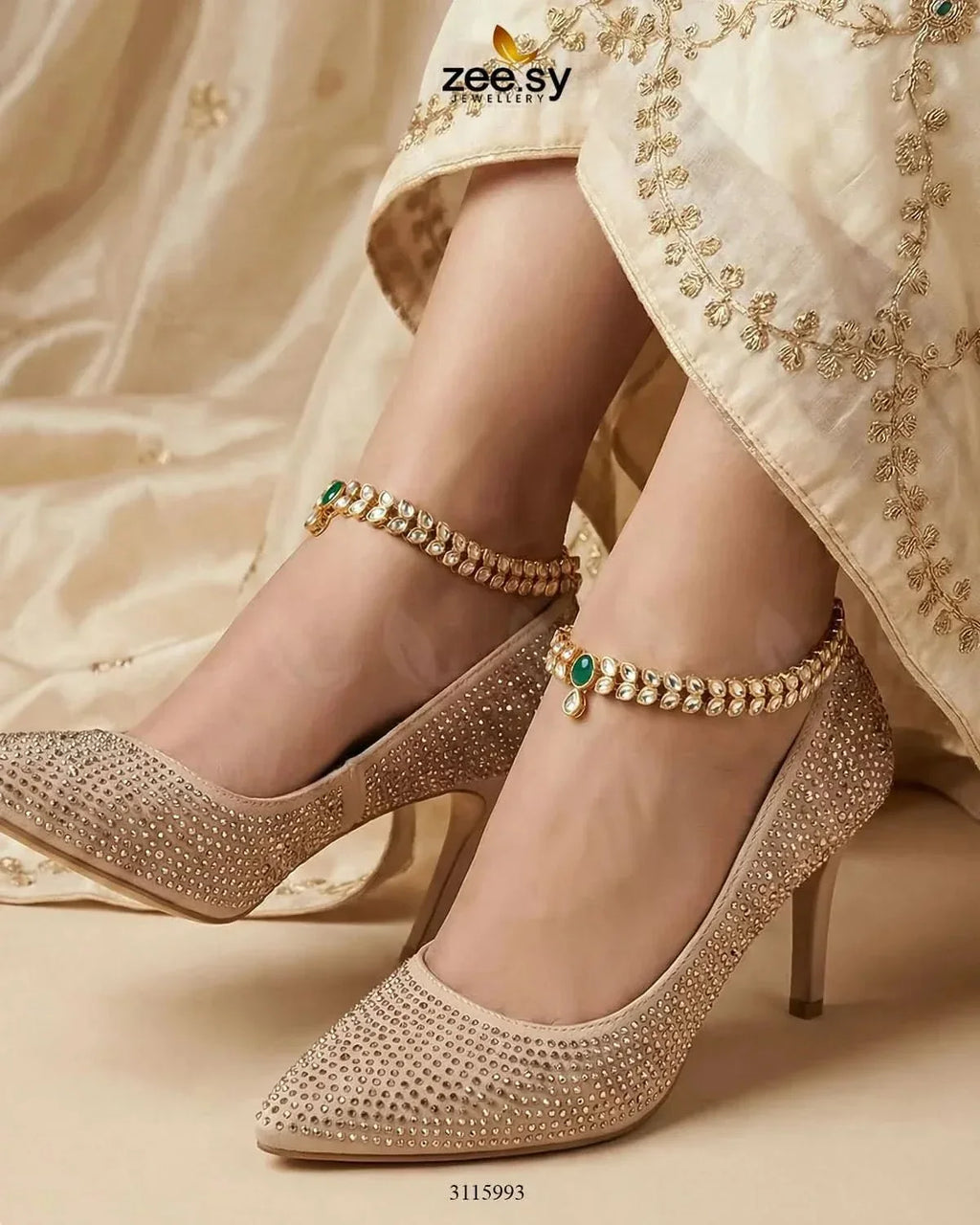 Arezzo Drop Kundan Anklet