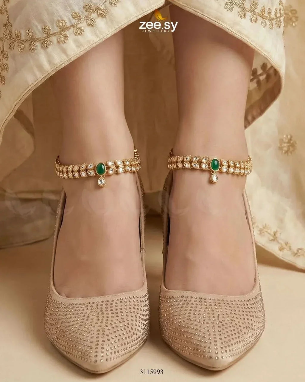 Arezzo Drop Kundan Anklet
