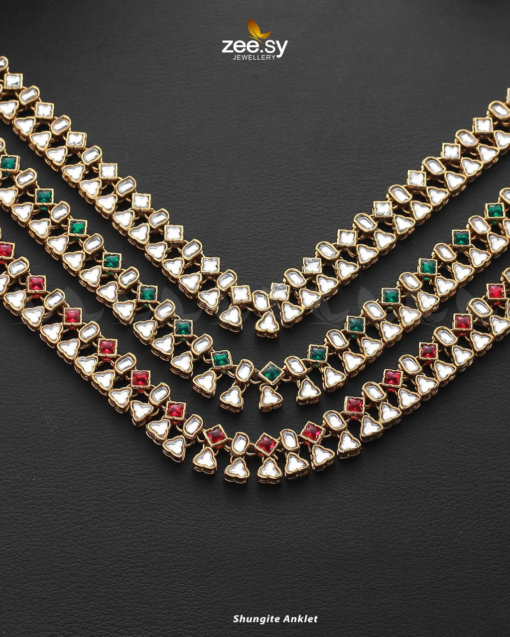 Shungite Kundan Gemstone Anklet