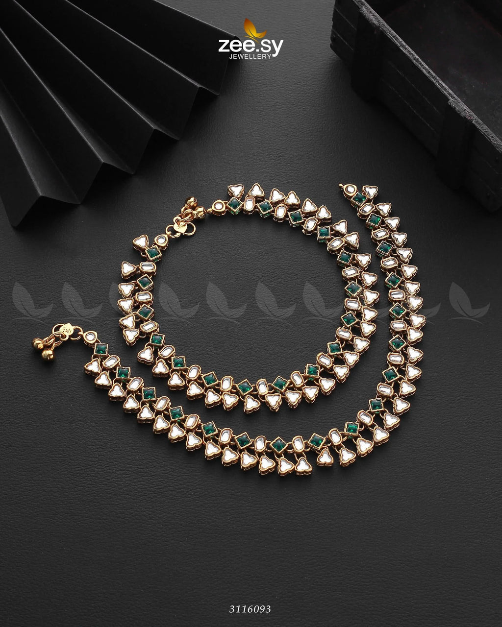 Shungite Kundan Gemstone Anklet