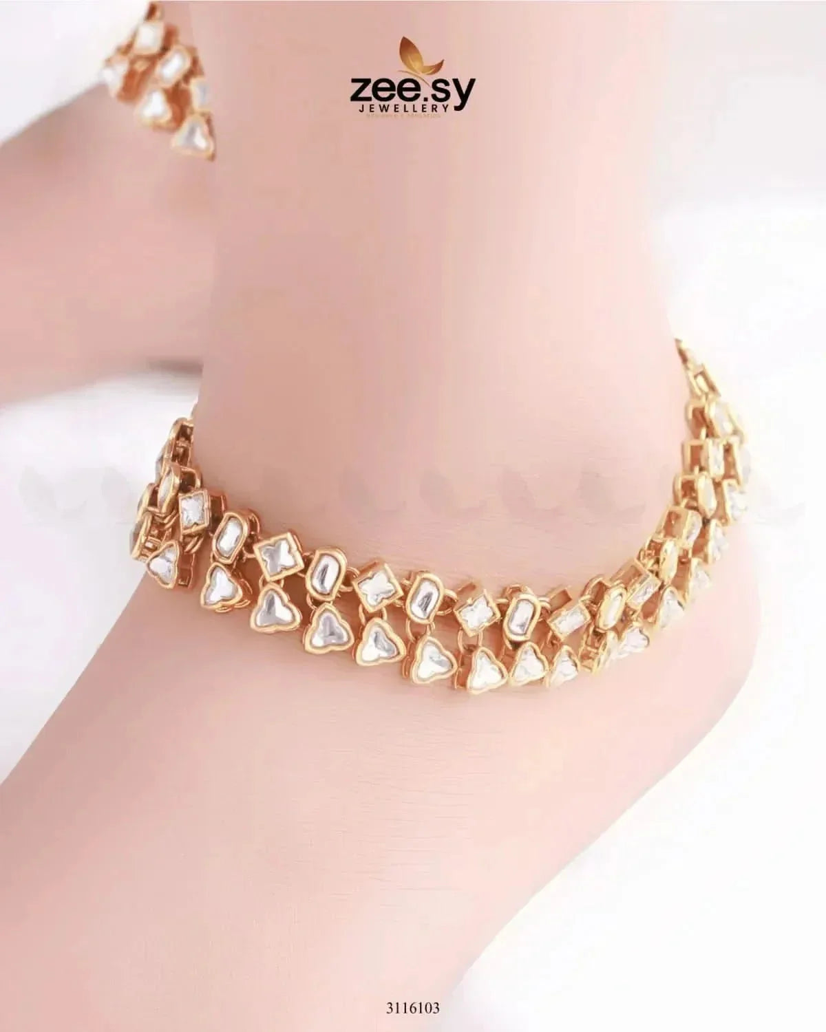 Shungite Kundan Gemstone Anklet