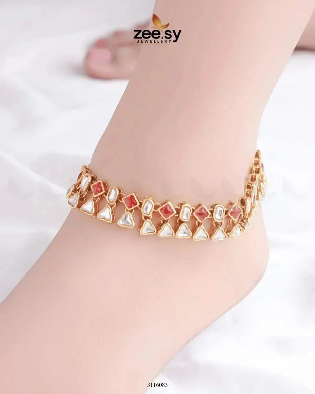 Shungite Kundan Gemstone Anklet