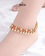 Shungite Kundan Gemstone Anklet