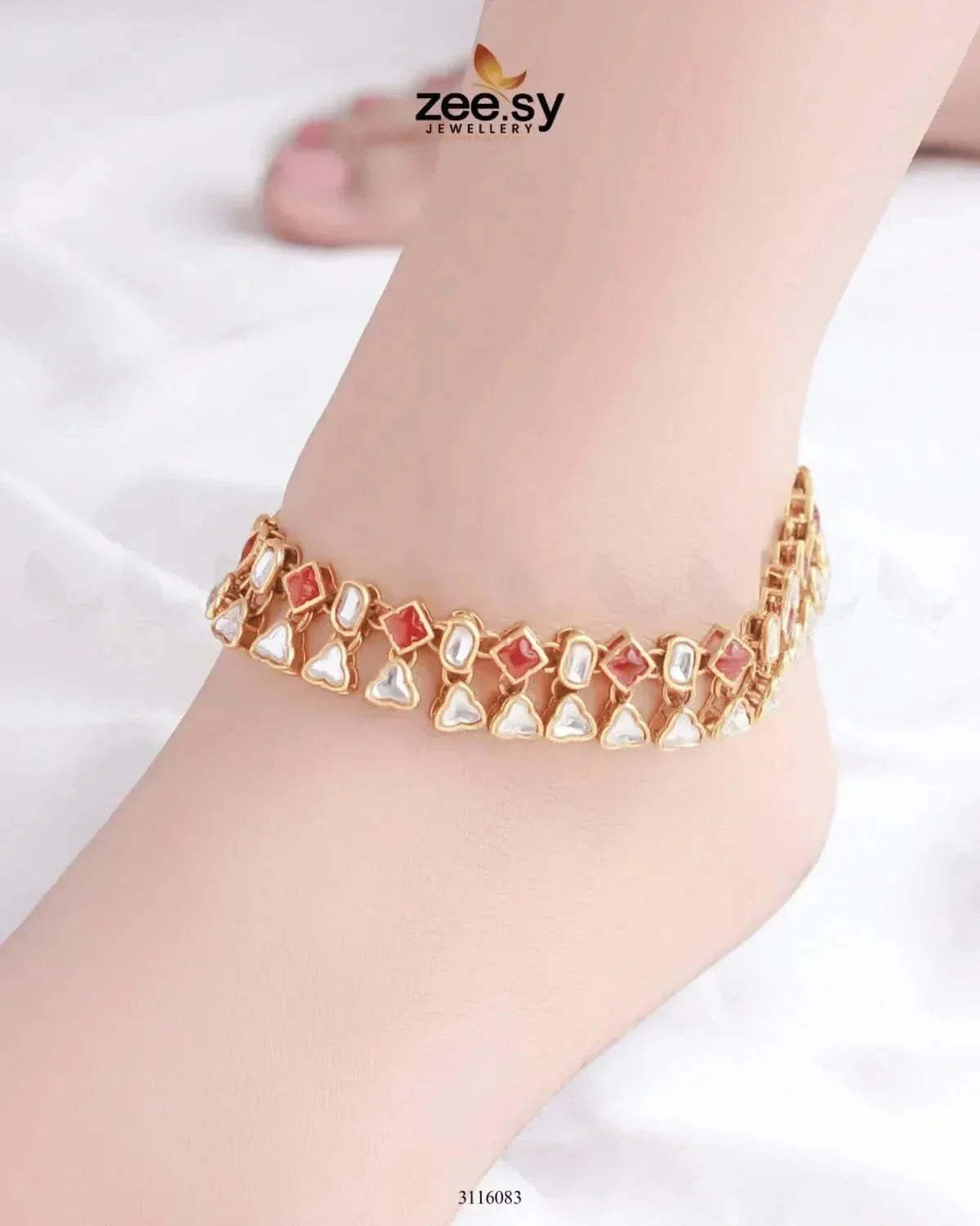 Shungite Kundan Gemstone Anklet