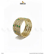 Ancestral Motif Ornate Jewel Bangles - Green