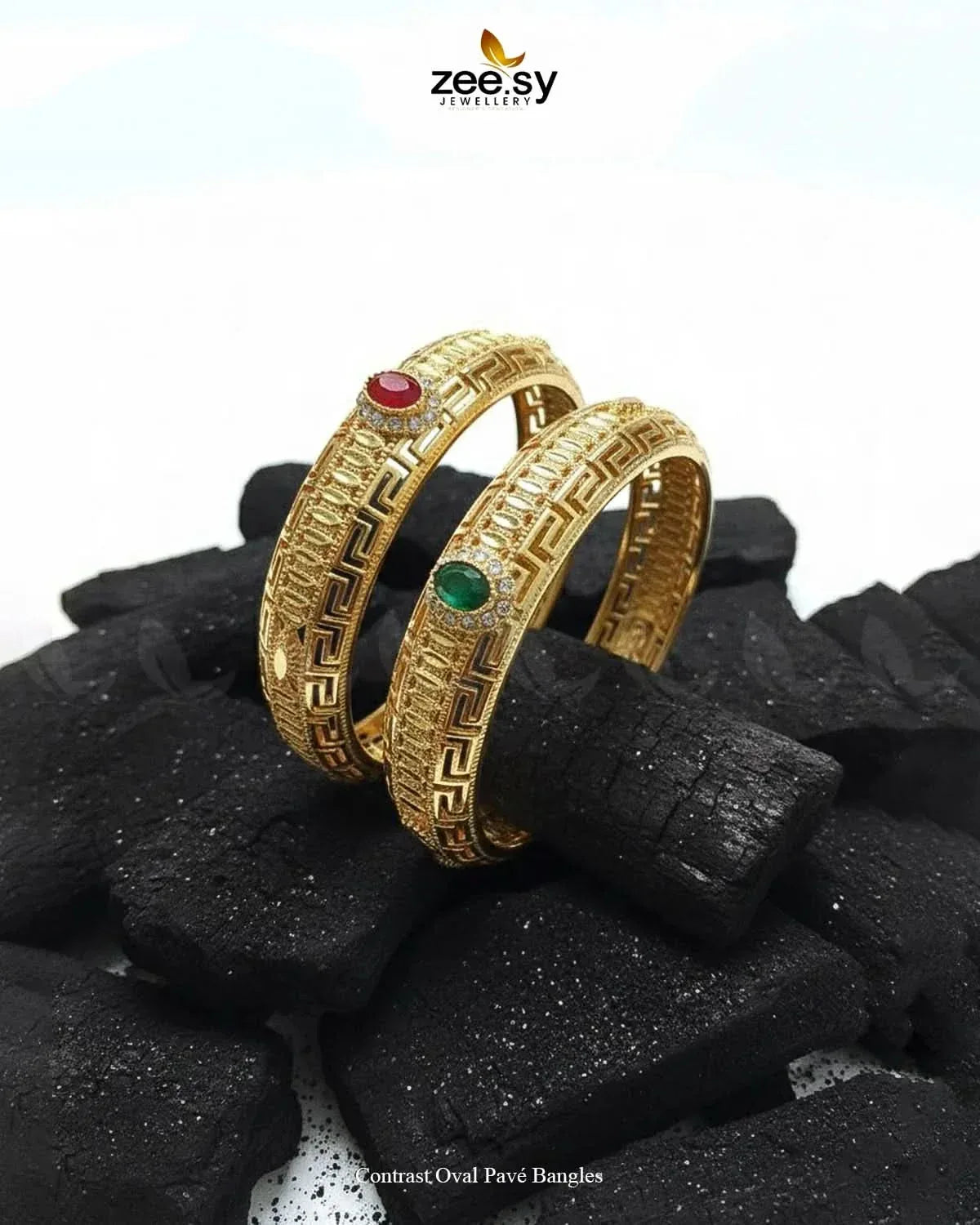 Contrast Oval Pavé Bangles
