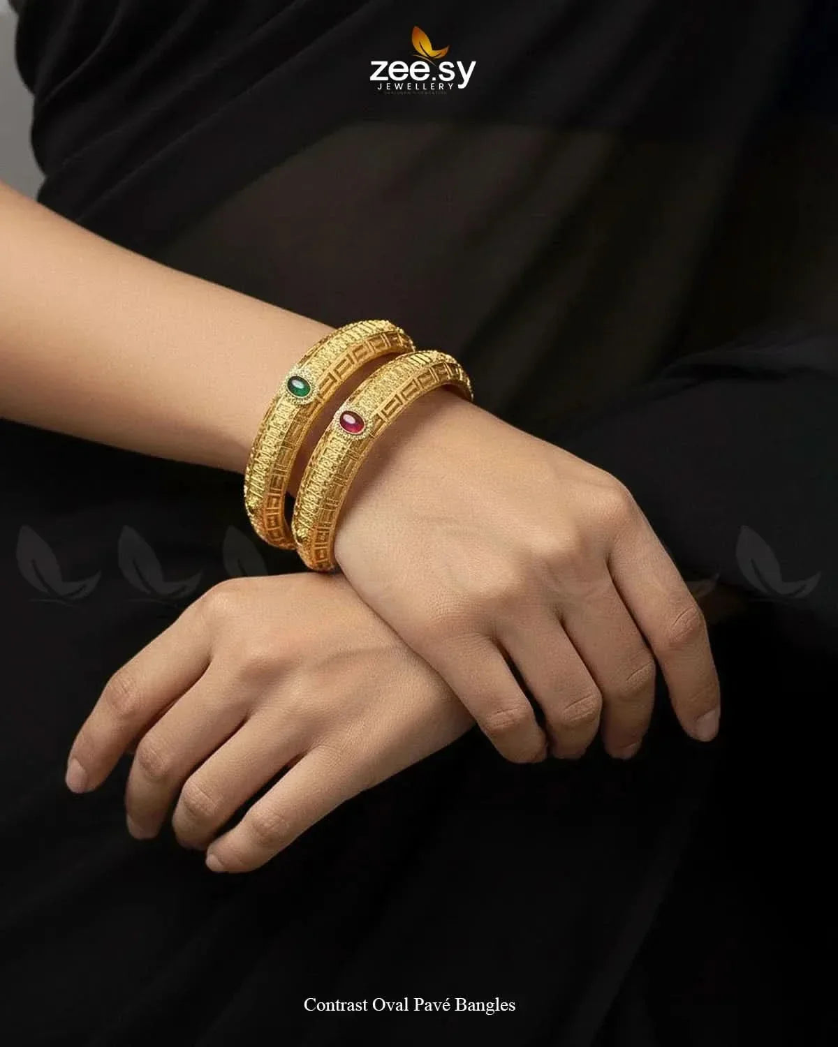 Contrast Oval Pavé Bangles