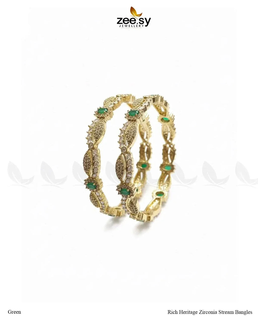 Rich Heritage Zirconia Stream Bangles - Green