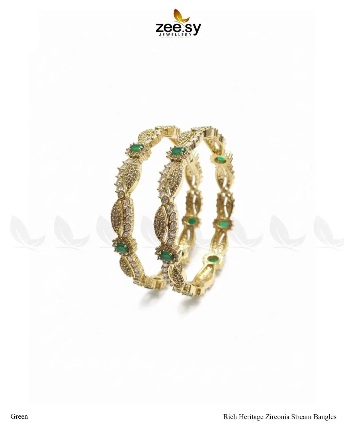 Rich Heritage Zirconia Stream Bangles - Green