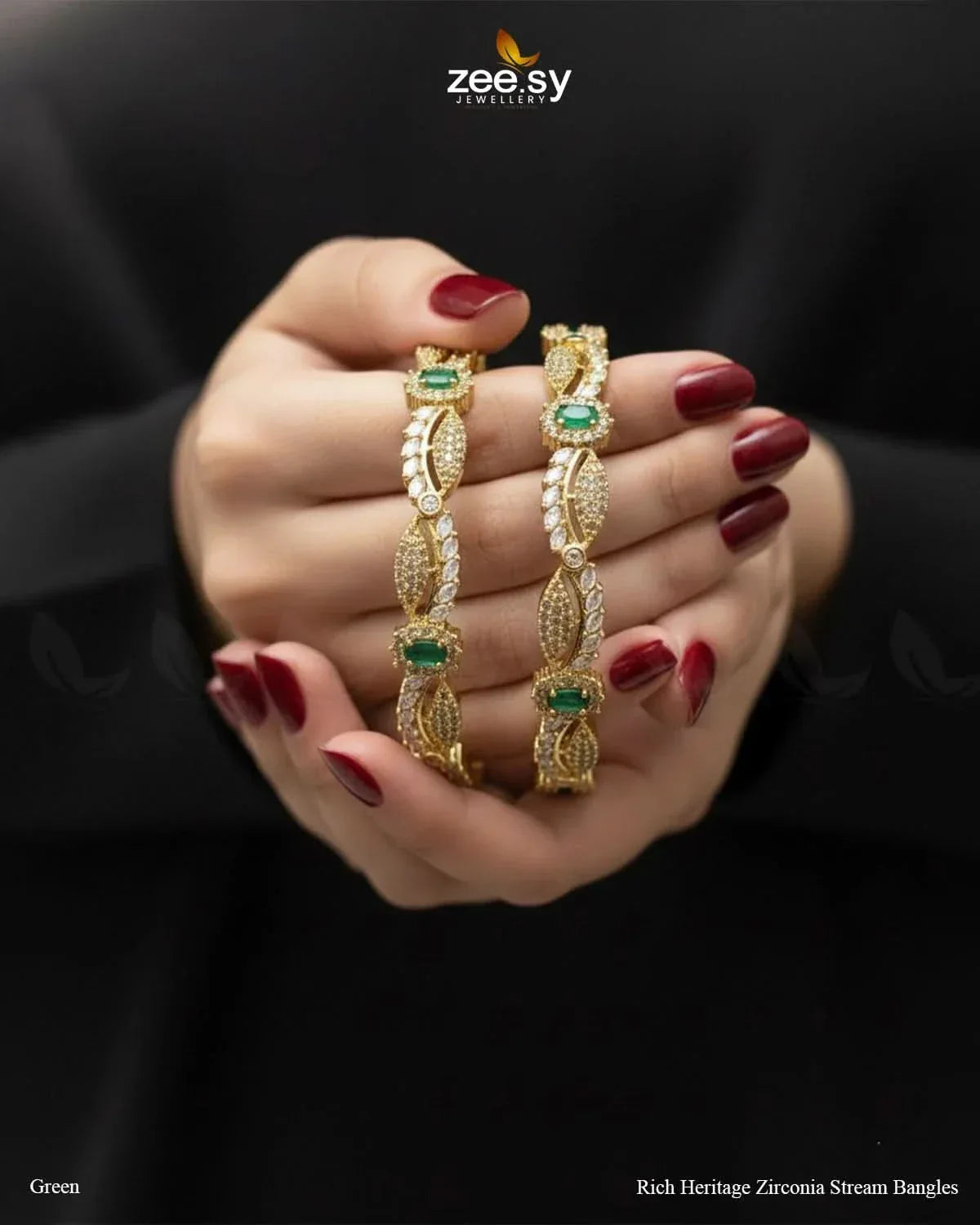 Rich Heritage Zirconia Stream Bangles - Green