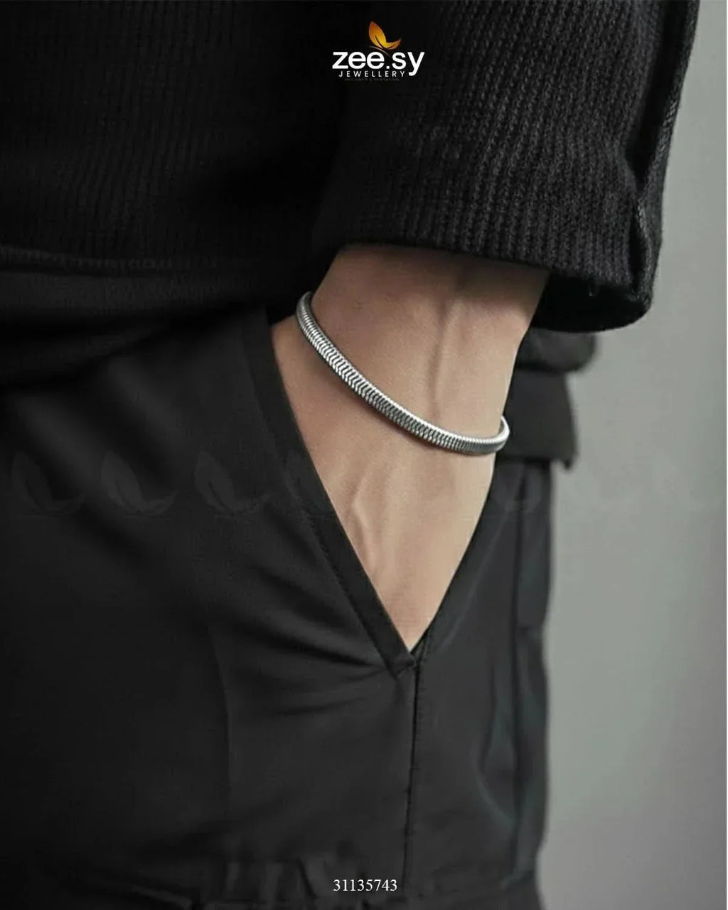 Classic Medium Herringbone Bracelet for Men