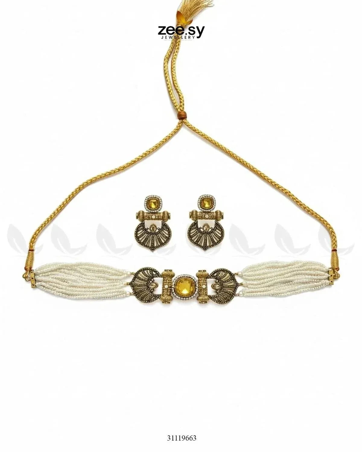 Obelisk Rhodium Polished Choker Set
