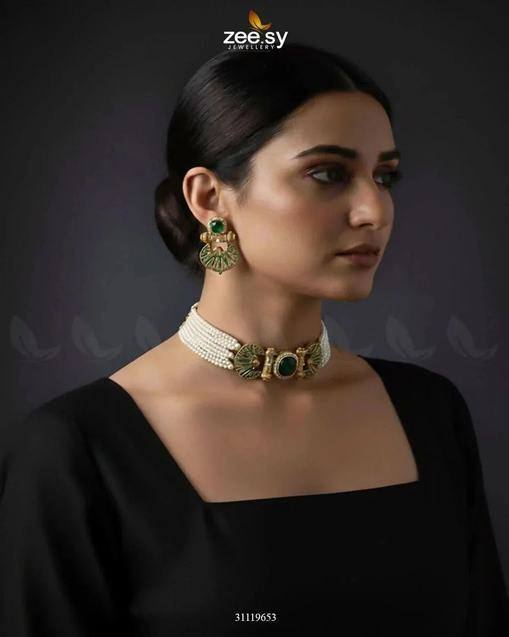 Obelisk Rhodium Polished Choker Set