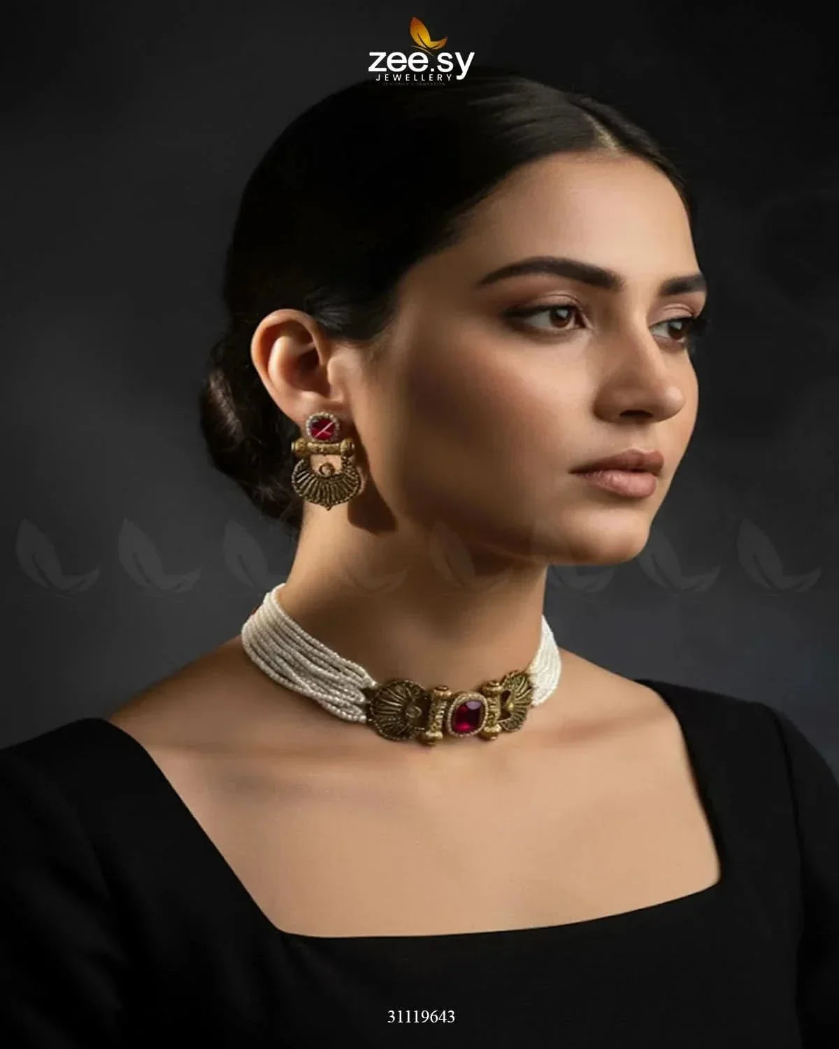 Obelisk Rhodium Polished Choker Set