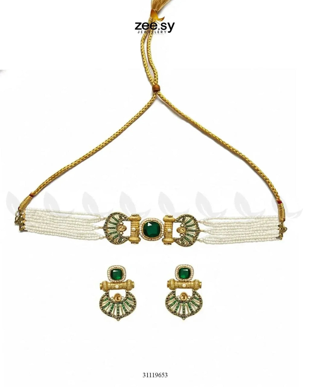 Obelisk Rhodium Polished Choker Set