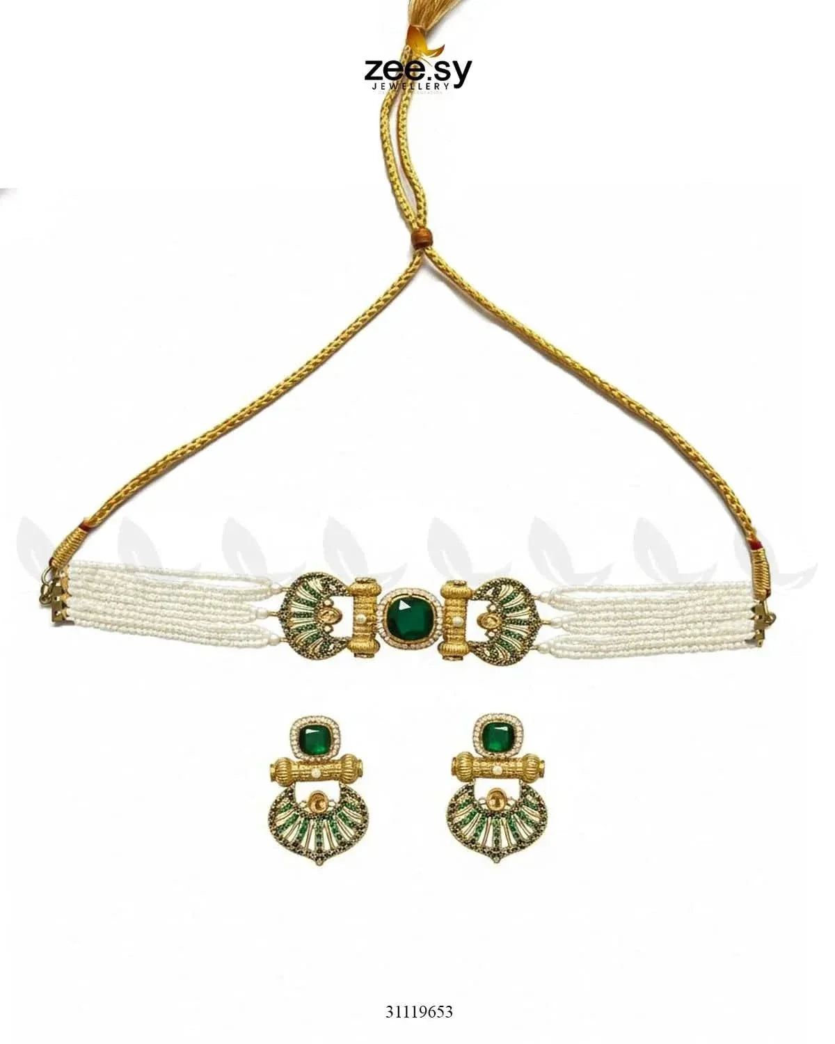 Obelisk Rhodium Polished Choker Set