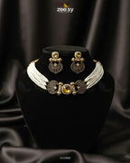 Obelisk Rhodium Polished Choker Set