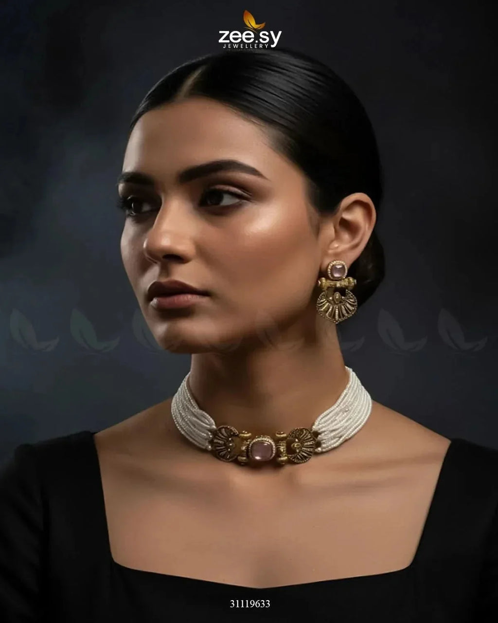 Obelisk Rhodium Polished Choker Set