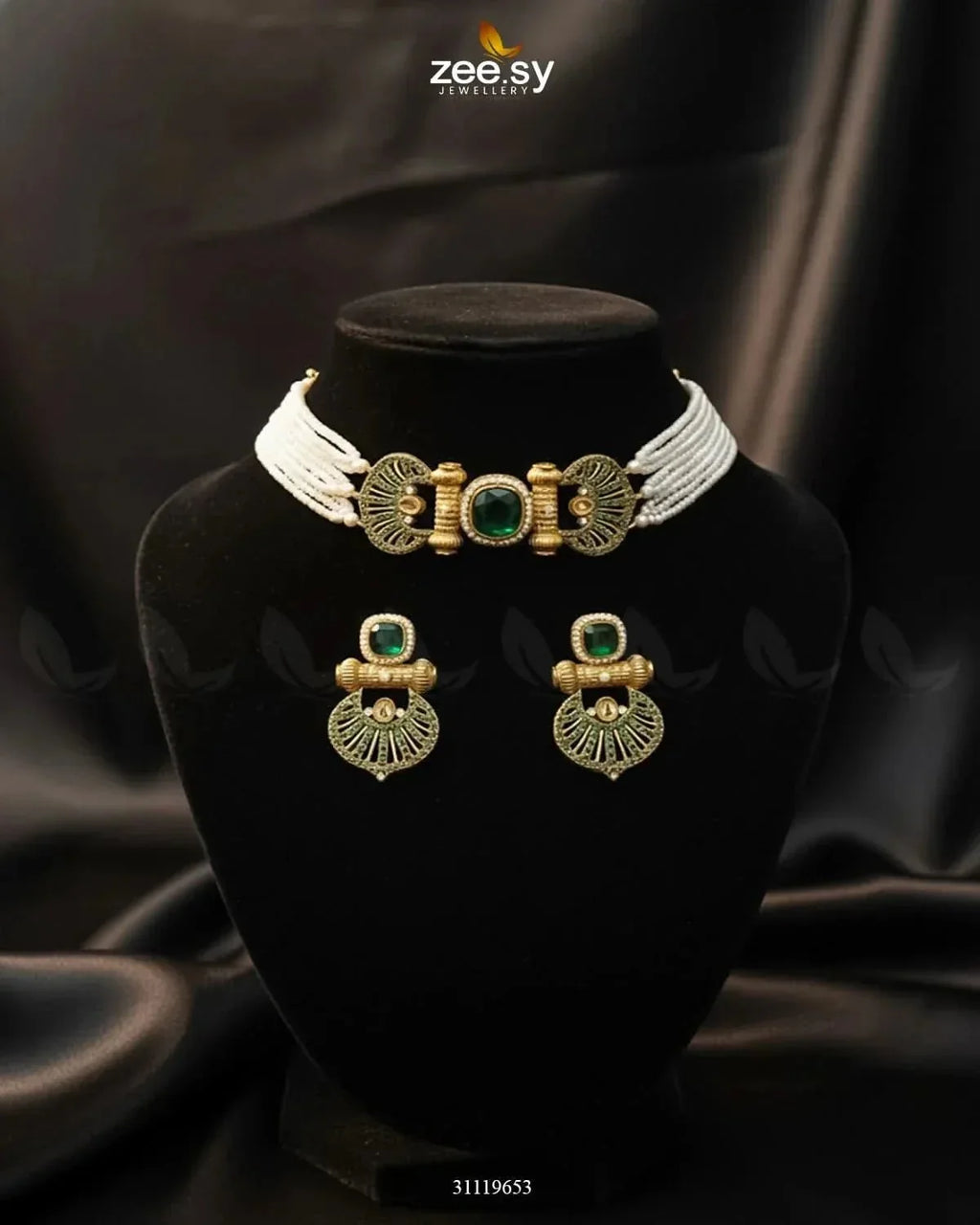 Obelisk Rhodium Polished Choker Set