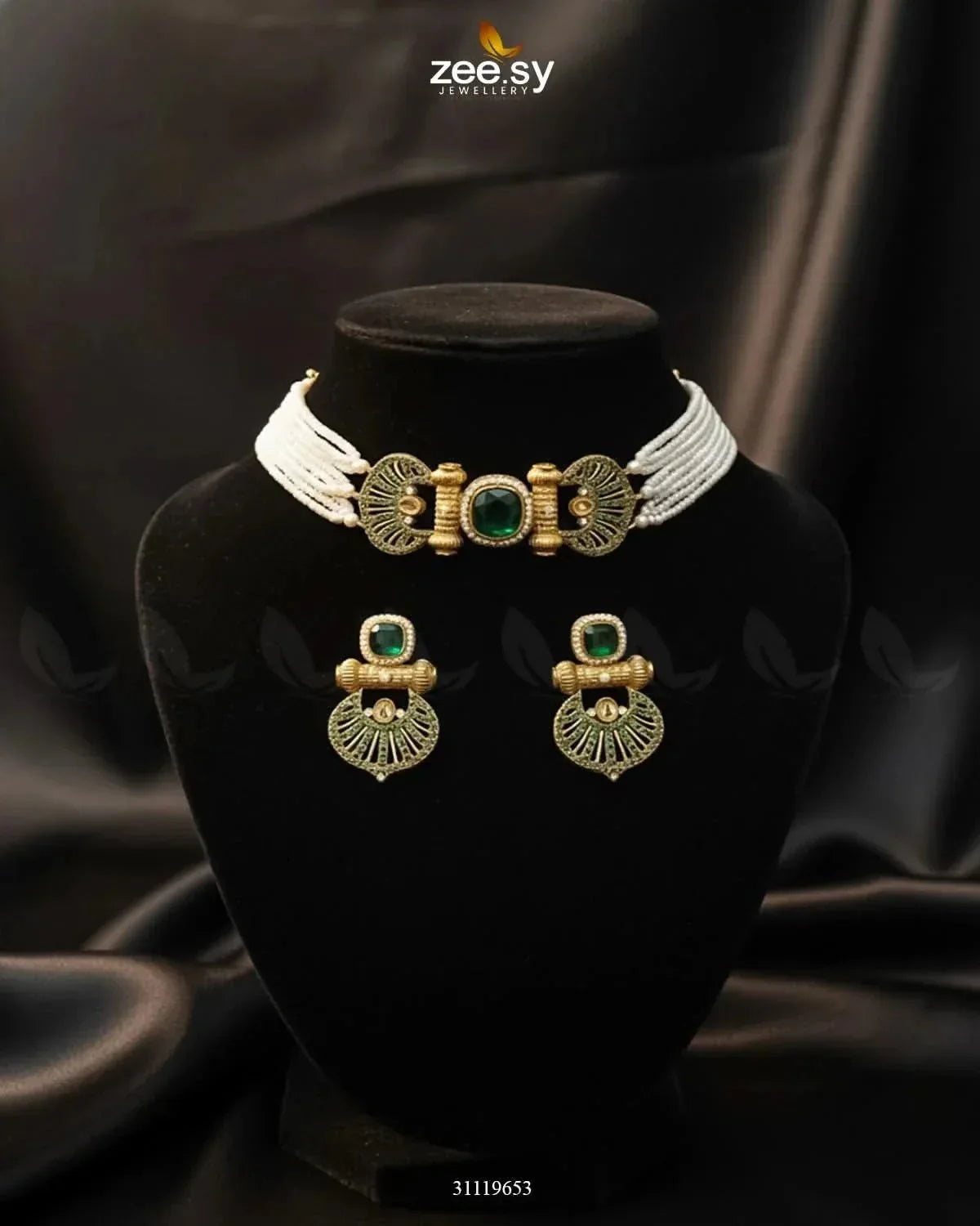 Obelisk Rhodium Polished Choker Set