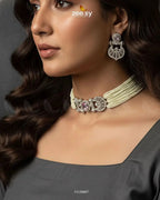 Obelisk Rhodium Polished Choker Set