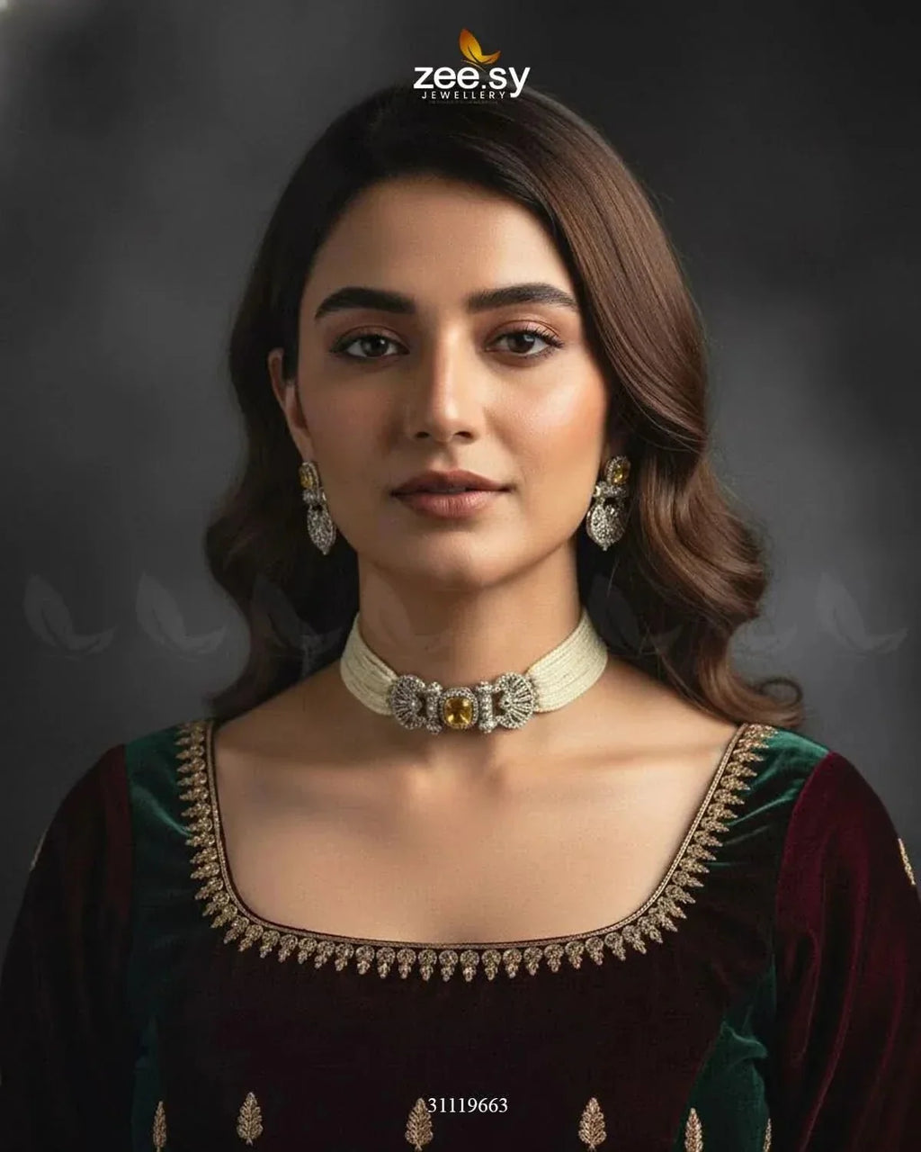 Obelisk Rhodium Polished Choker Set