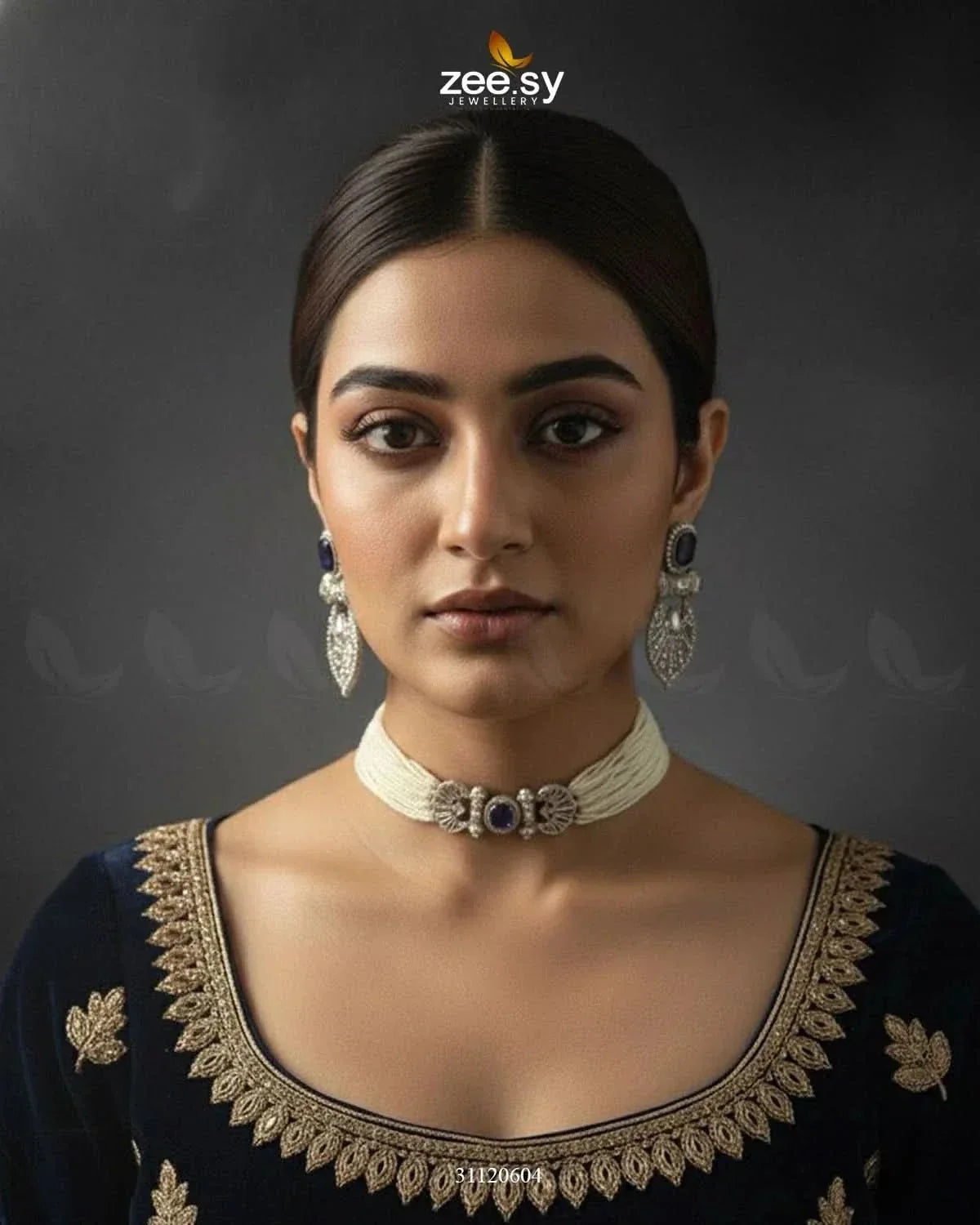 Obelisk Rhodium Polished Choker Set