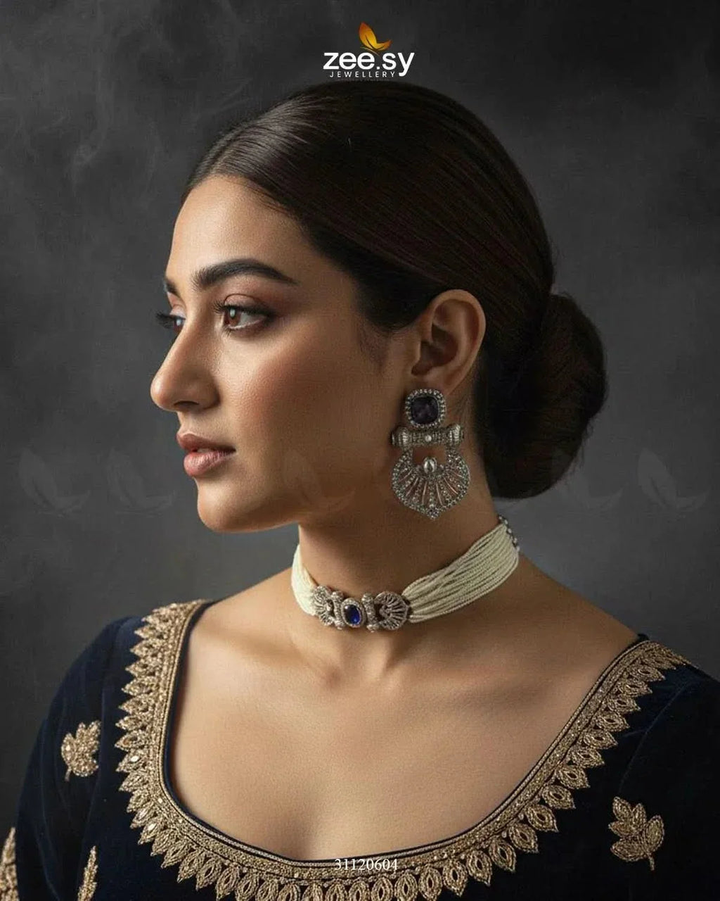 Obelisk Rhodium Polished Choker Set