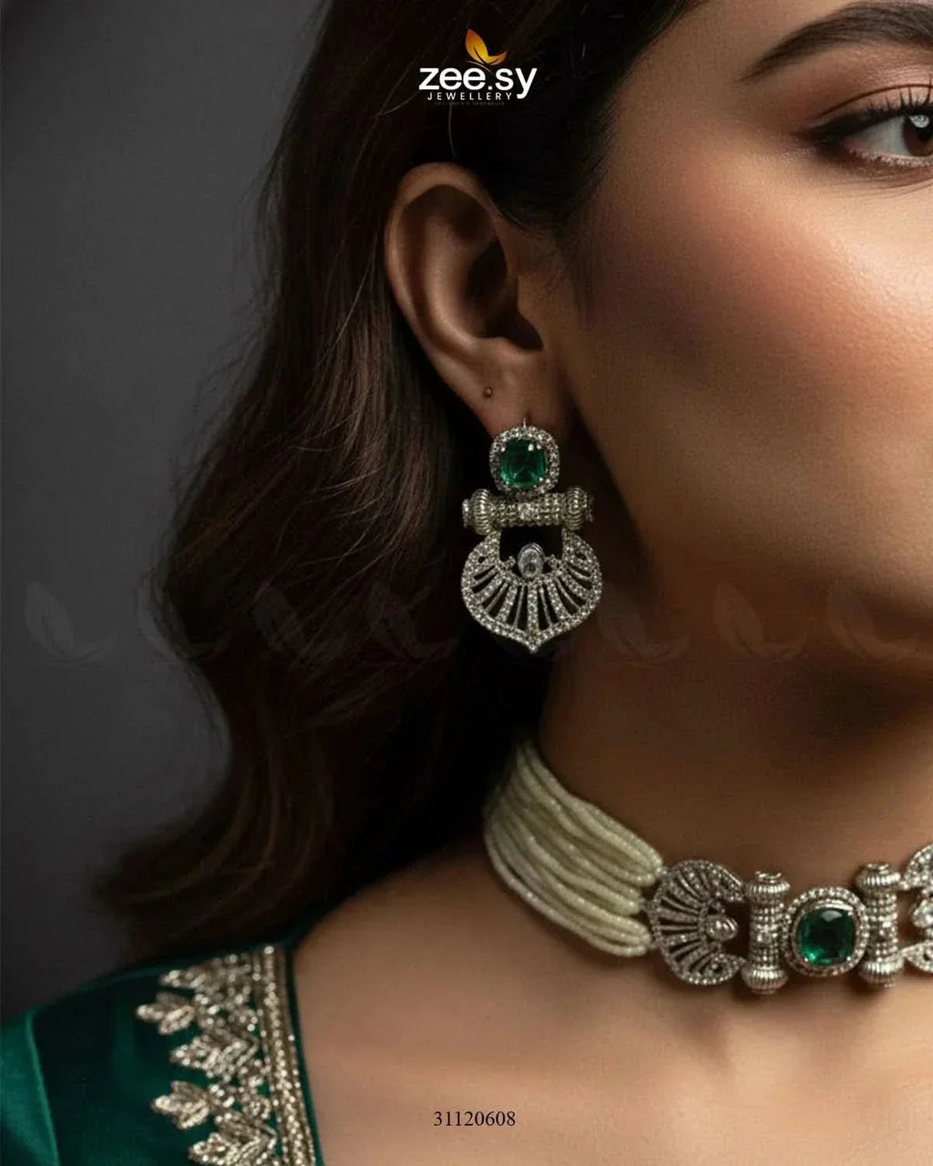 Obelisk Rhodium Polished Choker Set