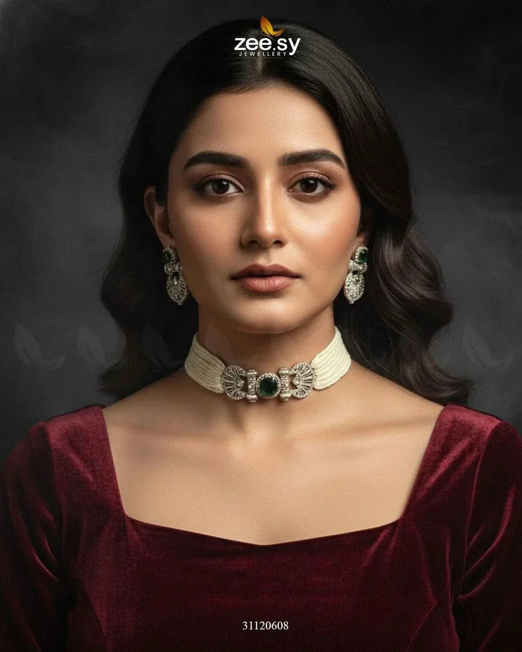Obelisk Rhodium Polished Choker Set