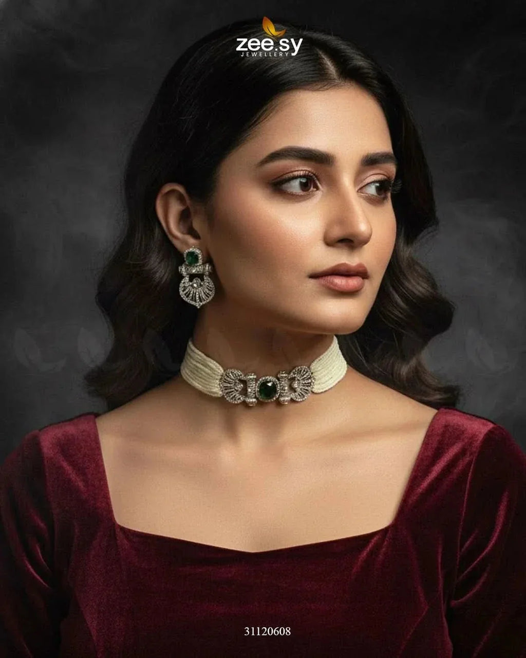 Obelisk Rhodium Polished Choker Set
