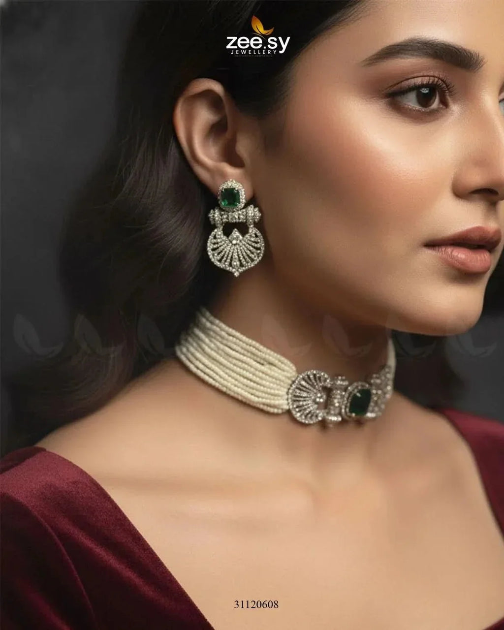 Obelisk Rhodium Polished Choker Set