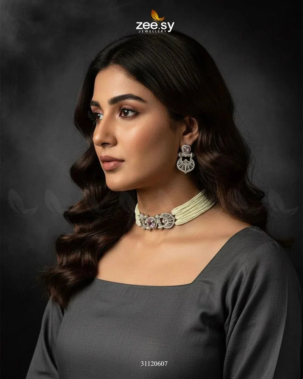 Obelisk Rhodium Polished Choker Set