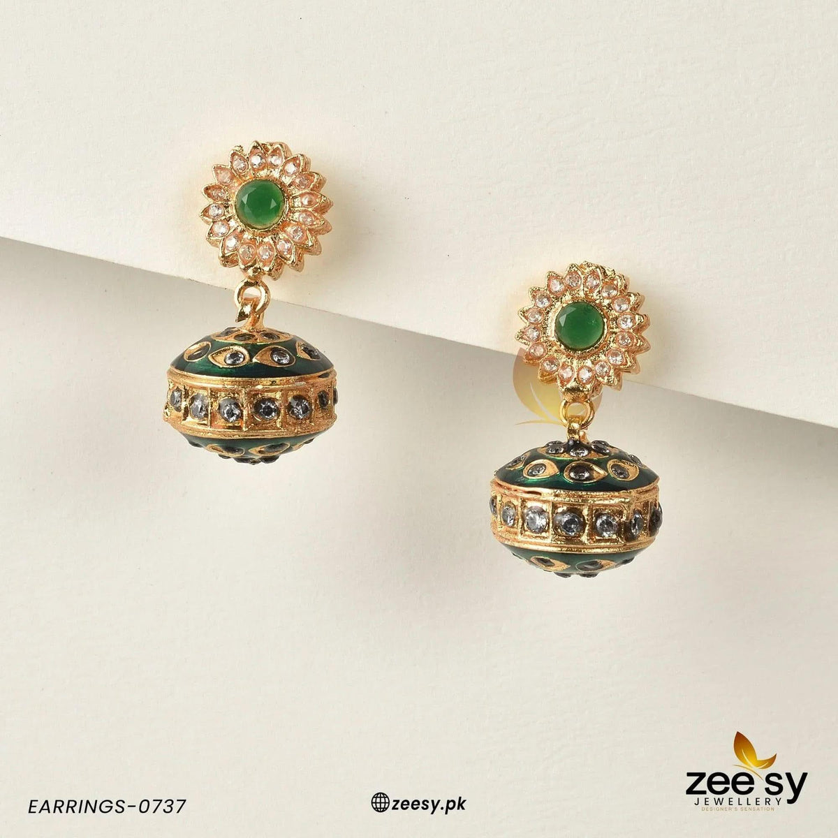 Antique Crystal Heritage Jhumka Earrings