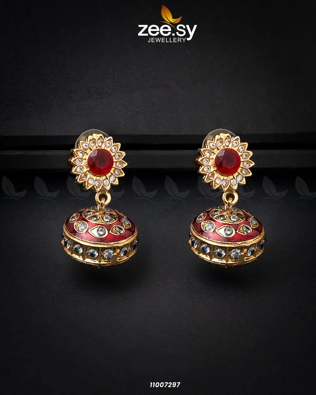 Antique Crystal Heritage Jhumka Earrings