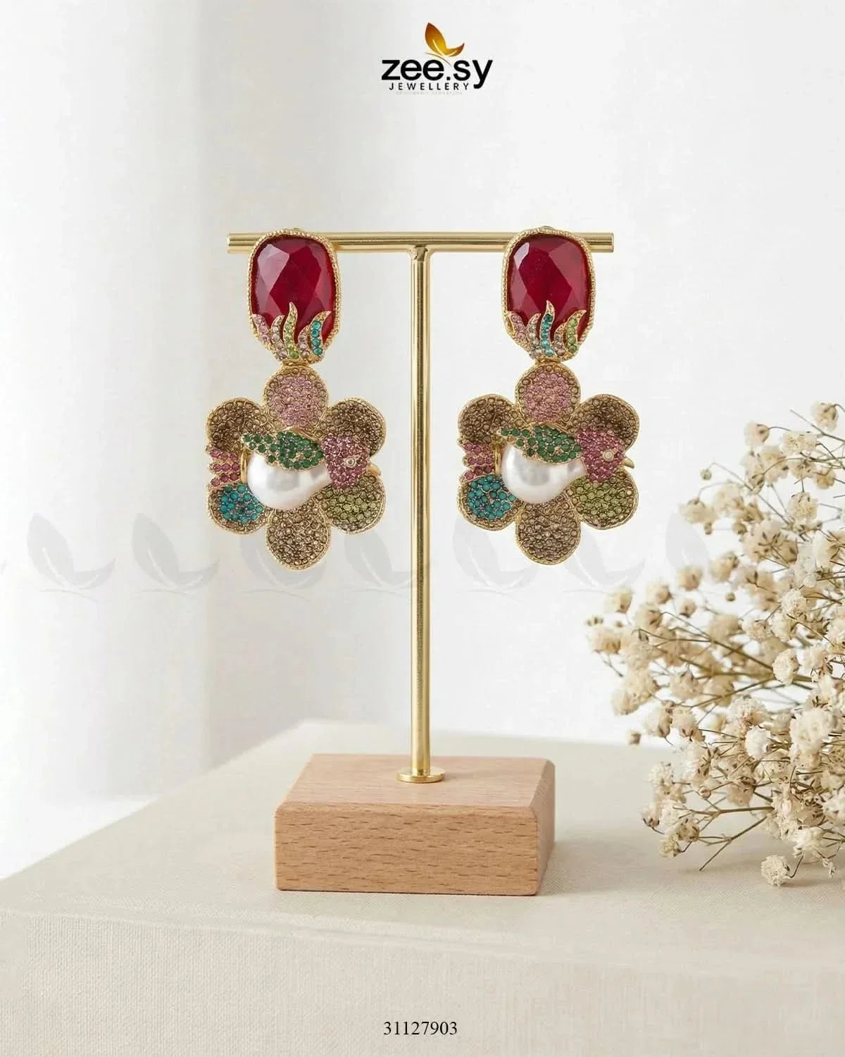 Fuchsia Pearl Gemstone Earrings