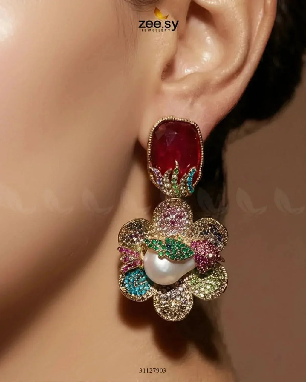 Fuchsia Pearl Gemstone Earrings