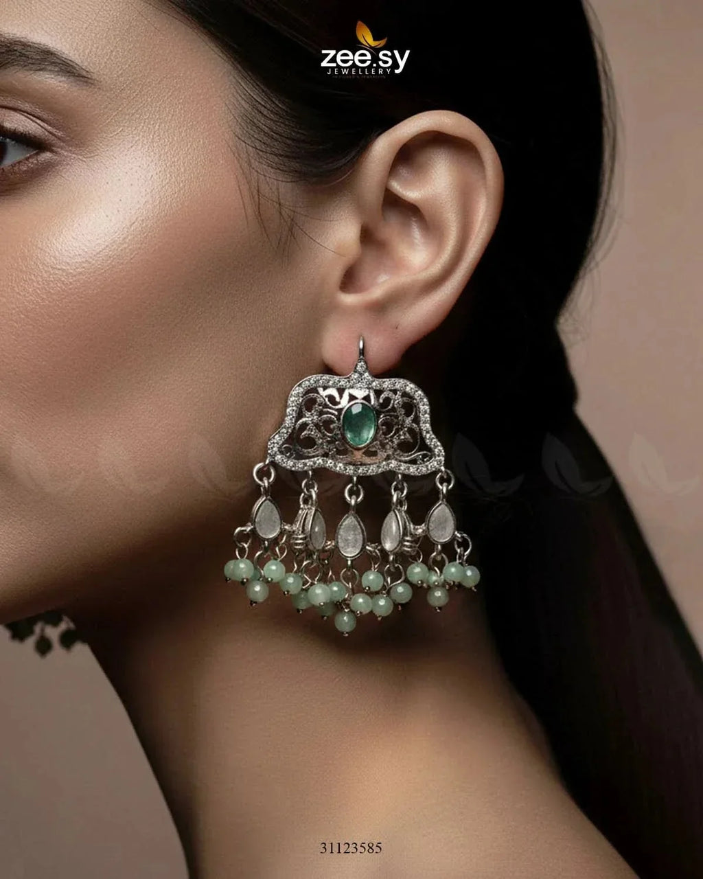 Elegant Tassel Moti Work Earrings