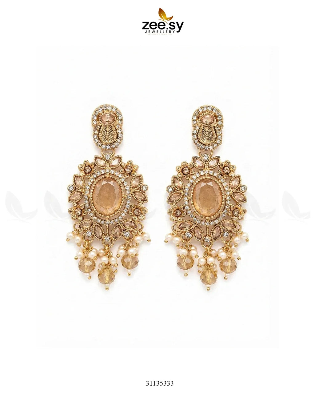 Traditional Gems Pearl Drop Earrings