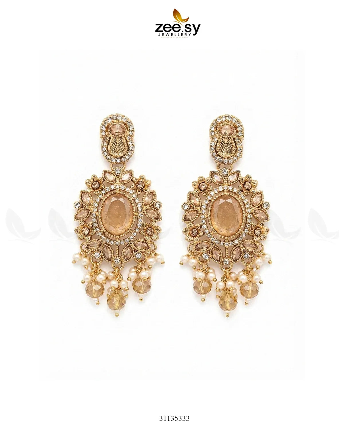Traditional Gems Pearl Drop Earrings