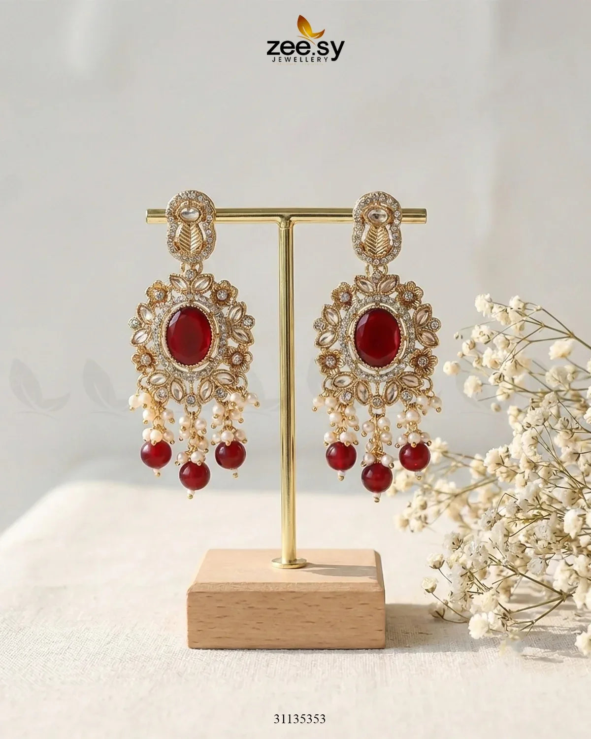 Traditional Gems Pearl Drop Earrings