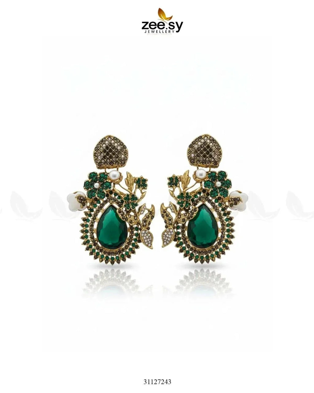 Emerald Baroque Pearl Earrings
