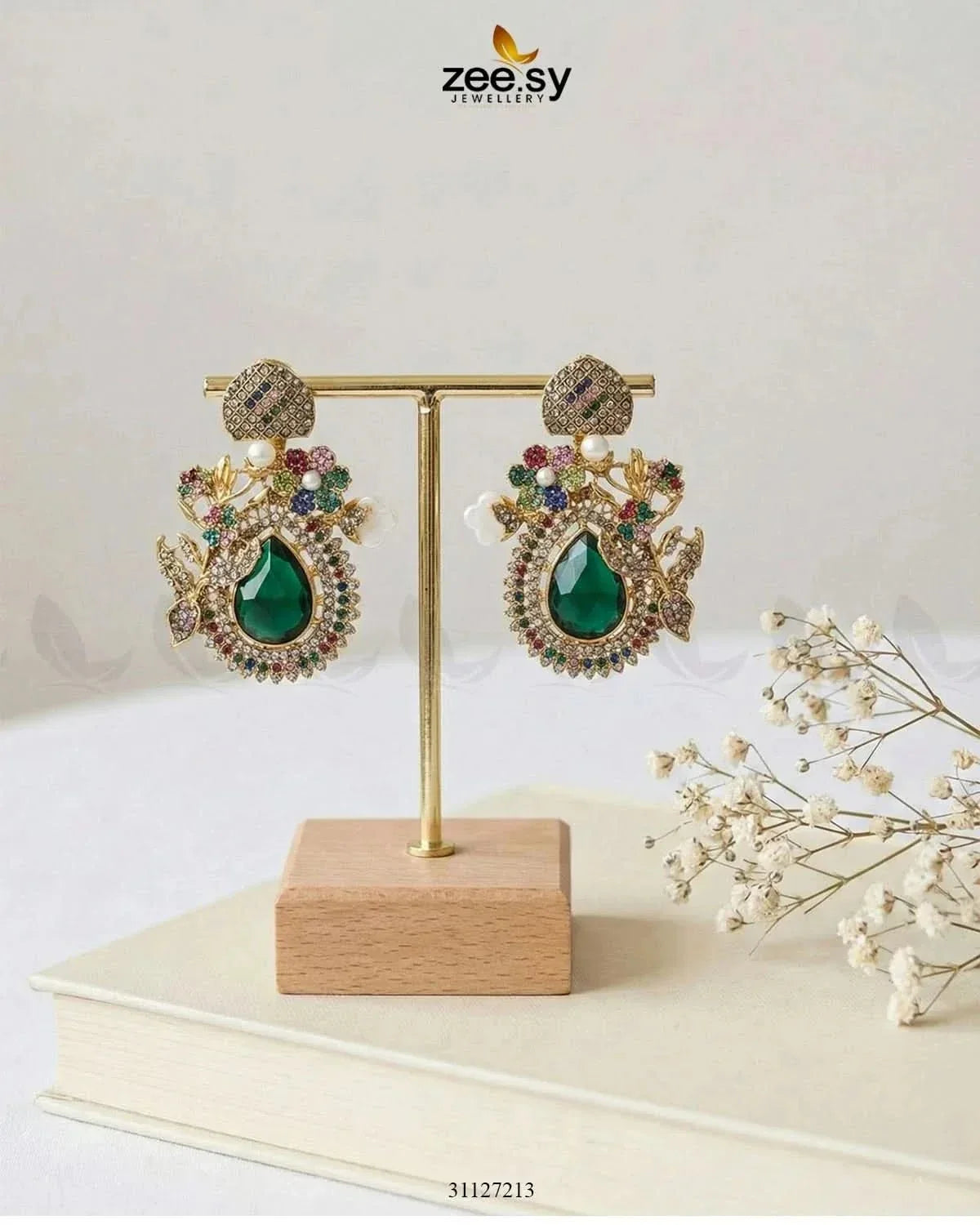 Emerald Baroque Pearl Earrings