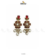 Floral Crystal Pearl Drop Earrings