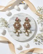 Floral Crystal Pearl Drop Earrings