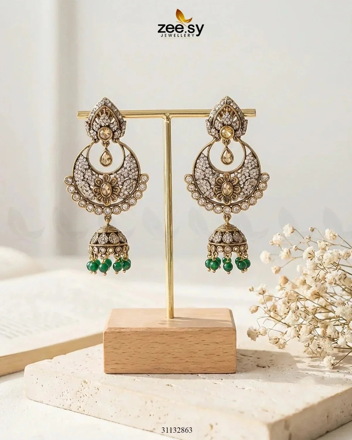 Rich Chandbali Zirconia Earrings