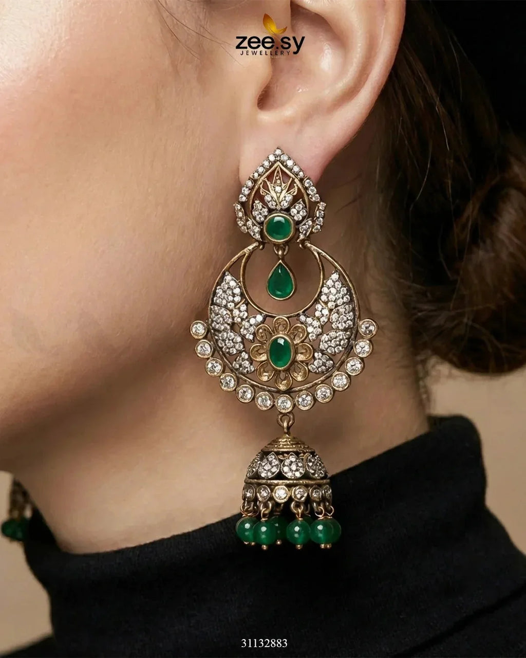 Rich Chandbali Zirconia Earrings