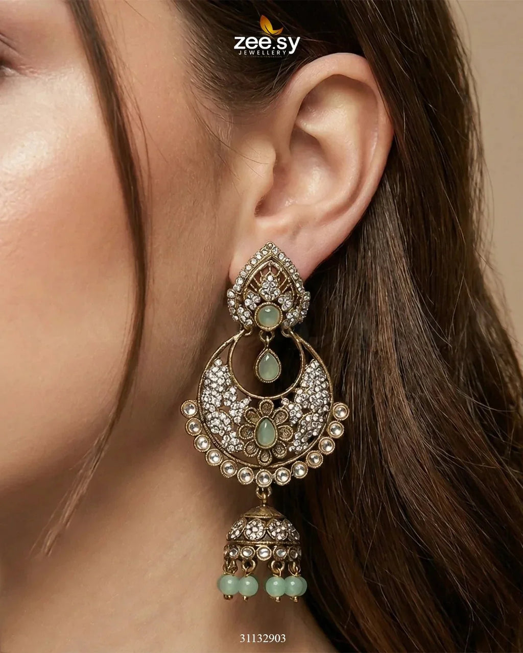 Rich Chandbali Zirconia Earrings